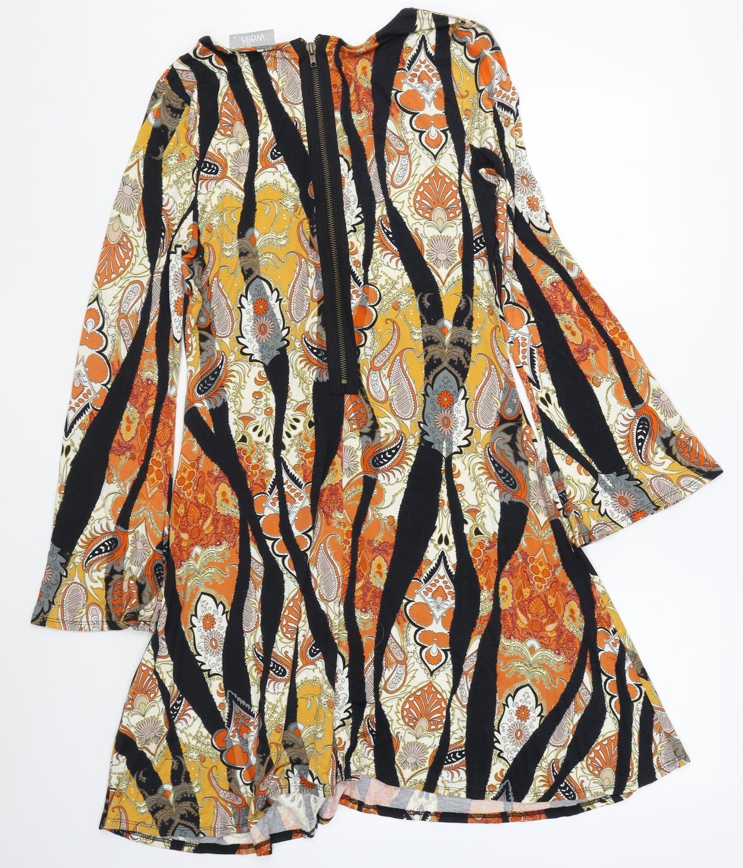 Wallis Womens Multicoloured Geometric Viscose A-Line Size S Round Neck Zip