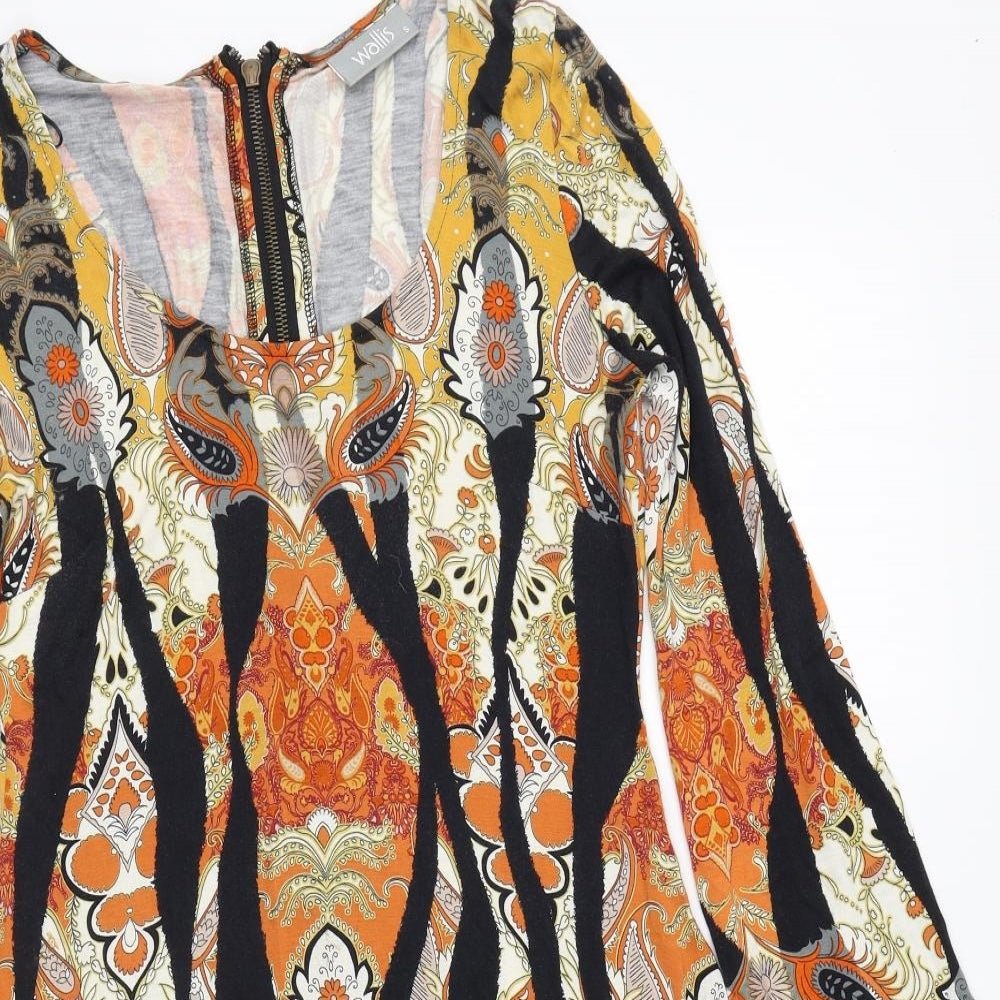 Wallis Womens Multicoloured Geometric Viscose A-Line Size S Round Neck Zip