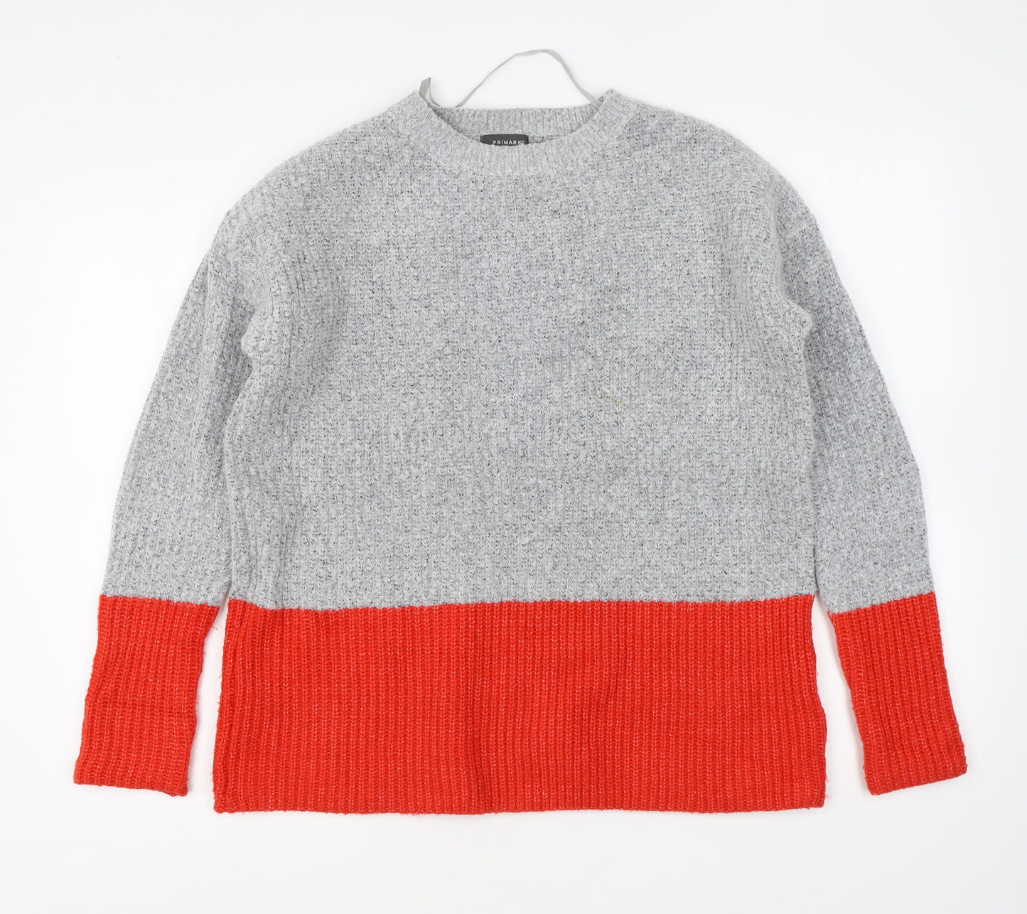 Primark Womens Grey Round Neck Acrylic Pullover Jumper Size M