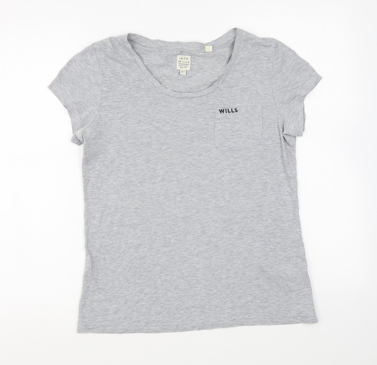Jack Wills Womens Grey Cotton Basic T-Shirt Size 8 Round Neck