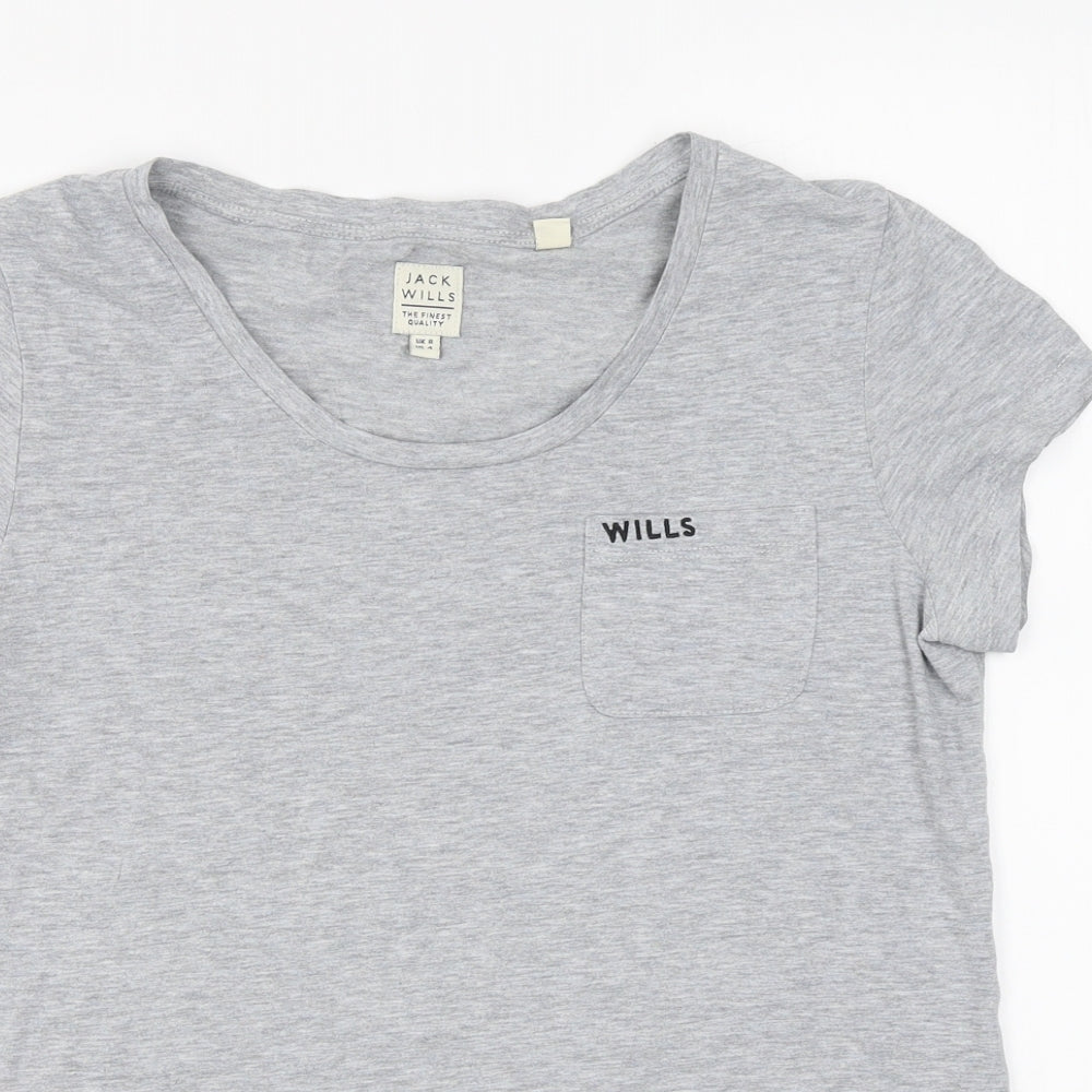 Jack Wills Womens Grey Cotton Basic T-Shirt Size 8 Round Neck