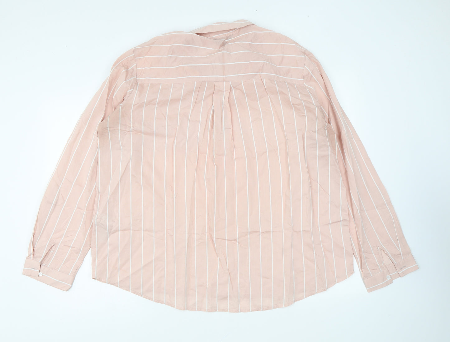 New Look Womens Pink Striped Viscose Basic Blouse Size 18 Collared