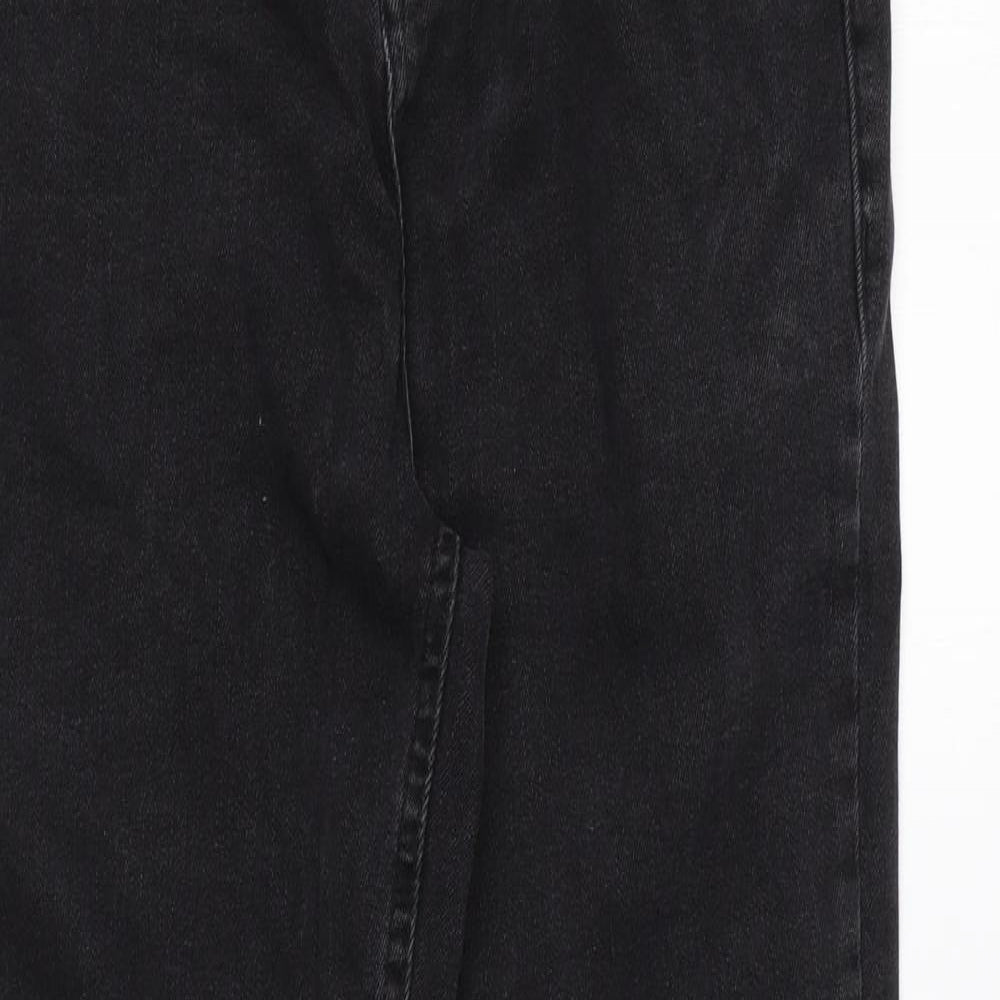 F&F Womens Black Cotton Bootcut Jeans Size 12 L27 in Regular Zip
