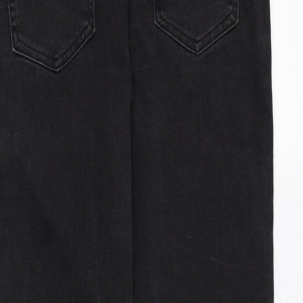 F&F Womens Black Cotton Bootcut Jeans Size 12 L27 in Regular Zip