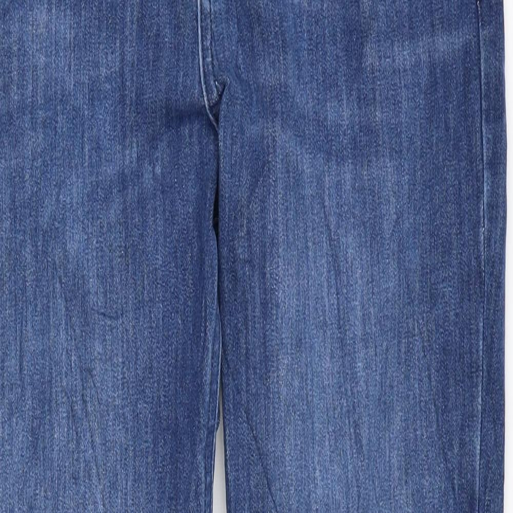 Marks and Spencer Womens Blue Cotton Skinny Jeans Size 12 L28 in Regular Zip