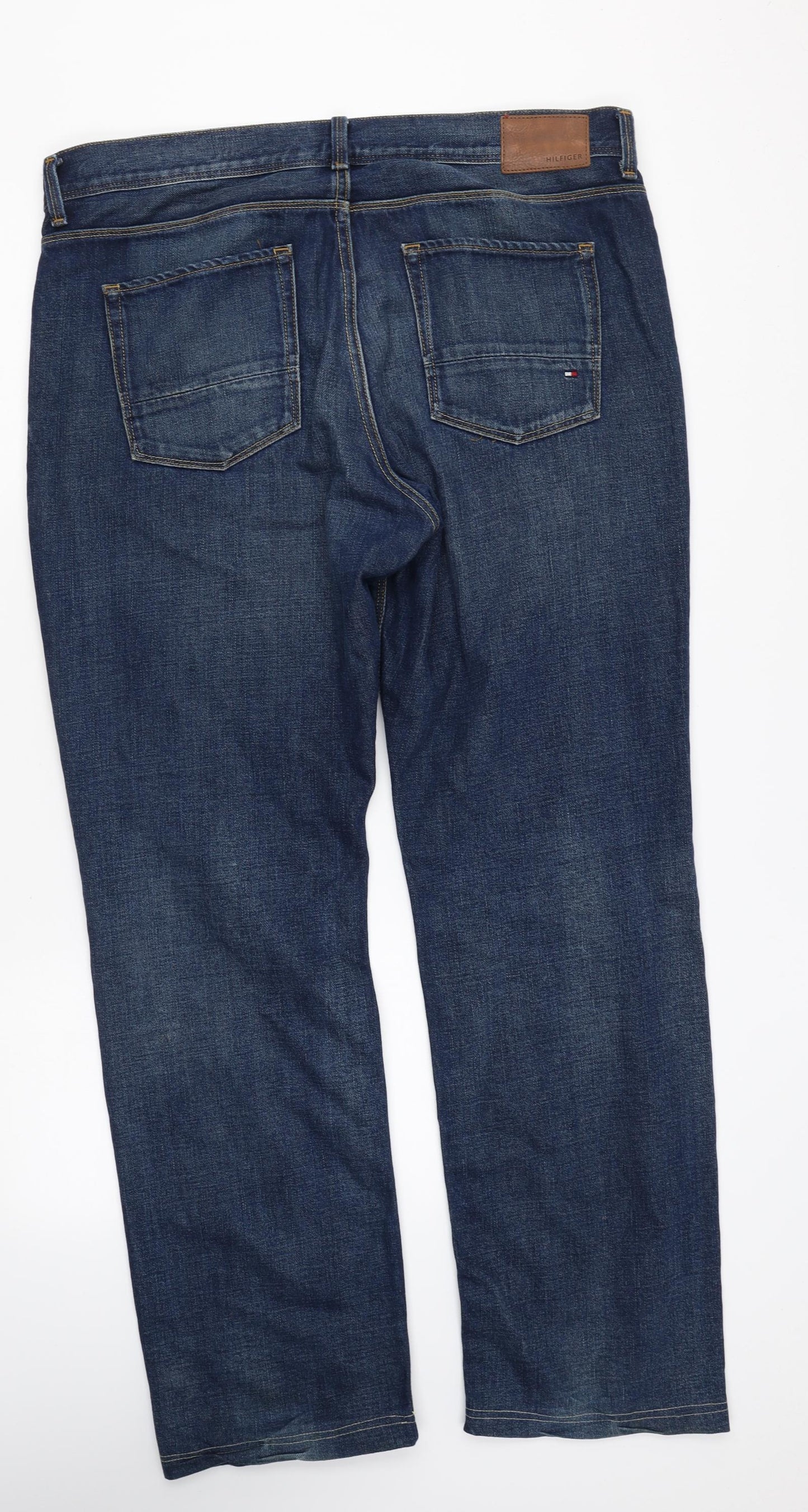 Tommy Hilfiger Mens Blue Cotton Straight Jeans Size 36 in L34 in Regular Zip