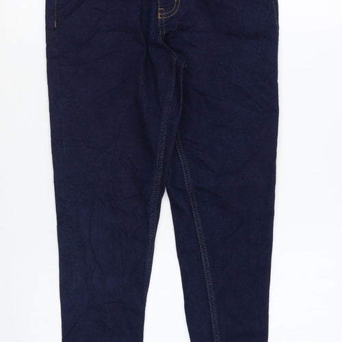 Marks and Spencer Womens Blue Cotton Skinny Jeans Size 8 L25 in Regular Zip