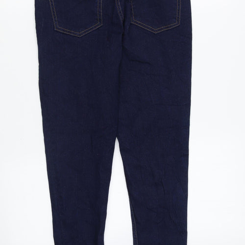 Marks and Spencer Womens Blue Cotton Skinny Jeans Size 8 L25 in Regular Zip