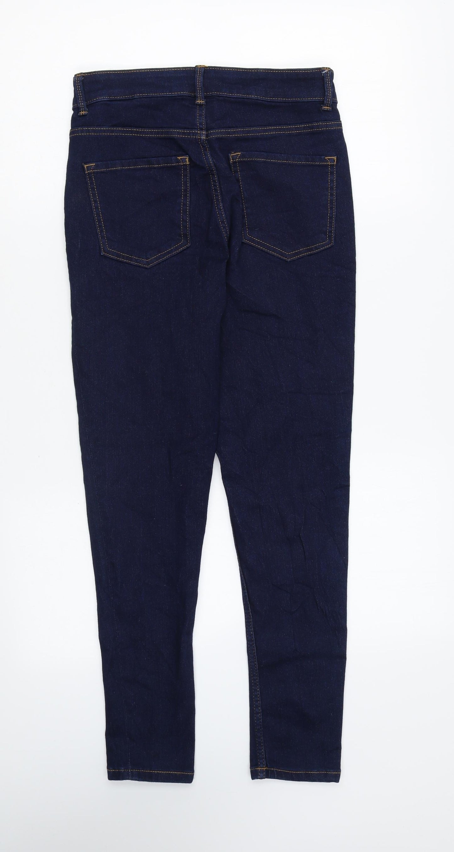 Marks and Spencer Womens Blue Cotton Skinny Jeans Size 8 L25 in Regular Zip