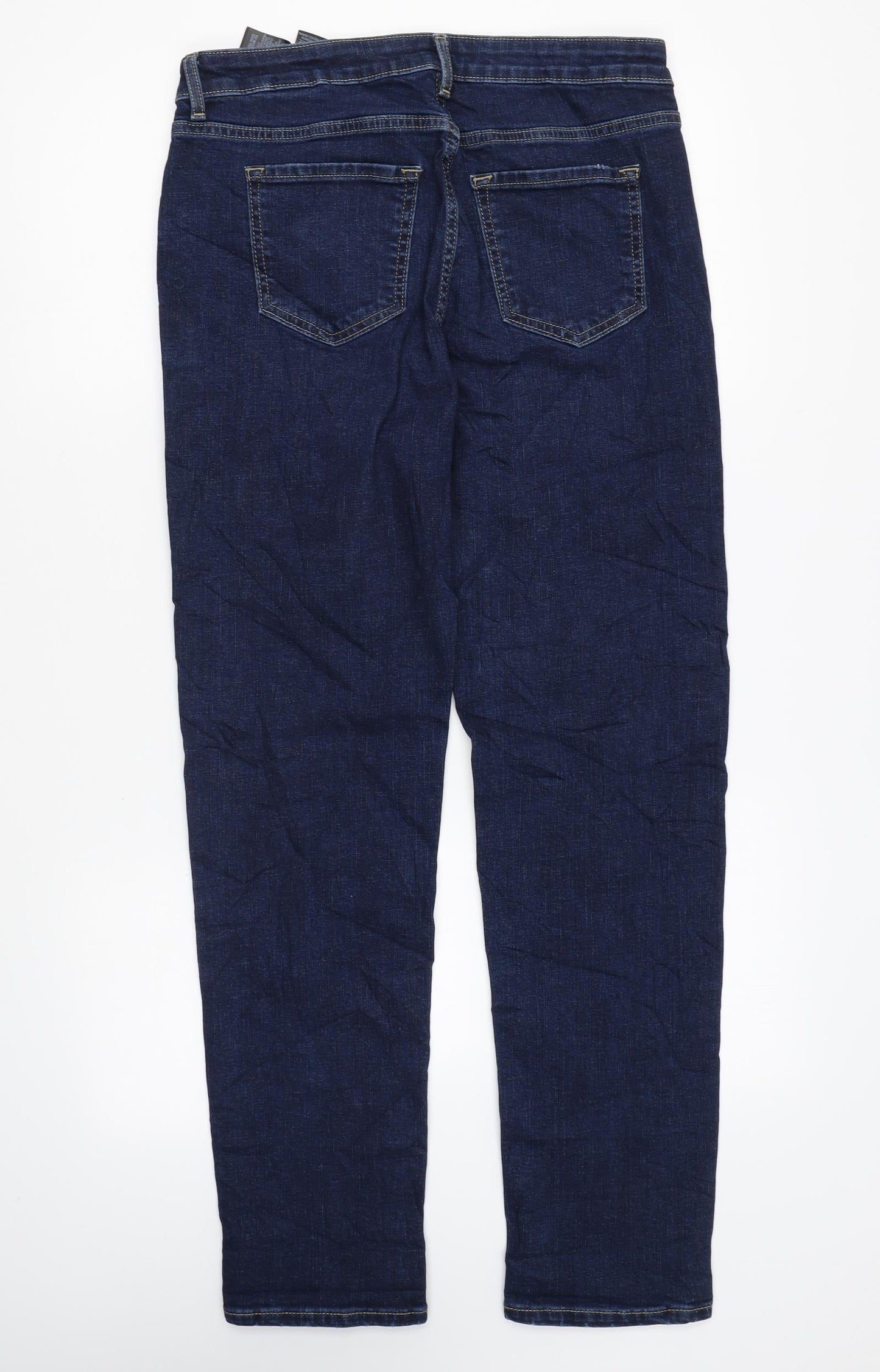 Marks and Spencer Womens Blue Cotton Straight Jeans Size 10 L27 in Regular Zip