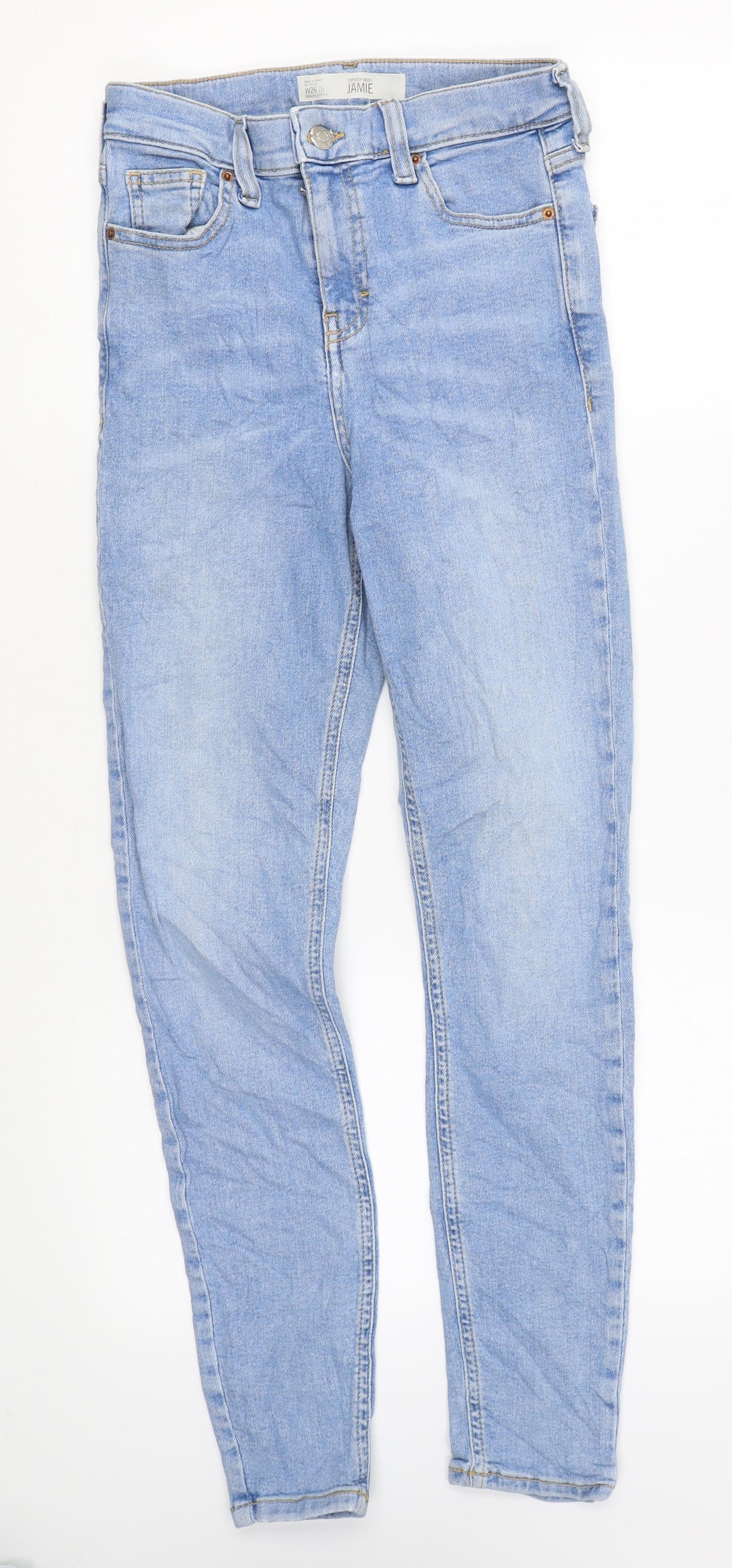 Topshop Womens Blue Cotton Skinny Jeans Size 26 in L32 in Regular Zip