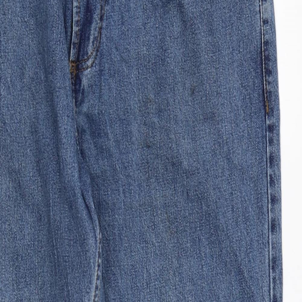 Marks and Spencer Mens Blue Cotton Straight Jeans Size 32 in L29 in Regular Zip