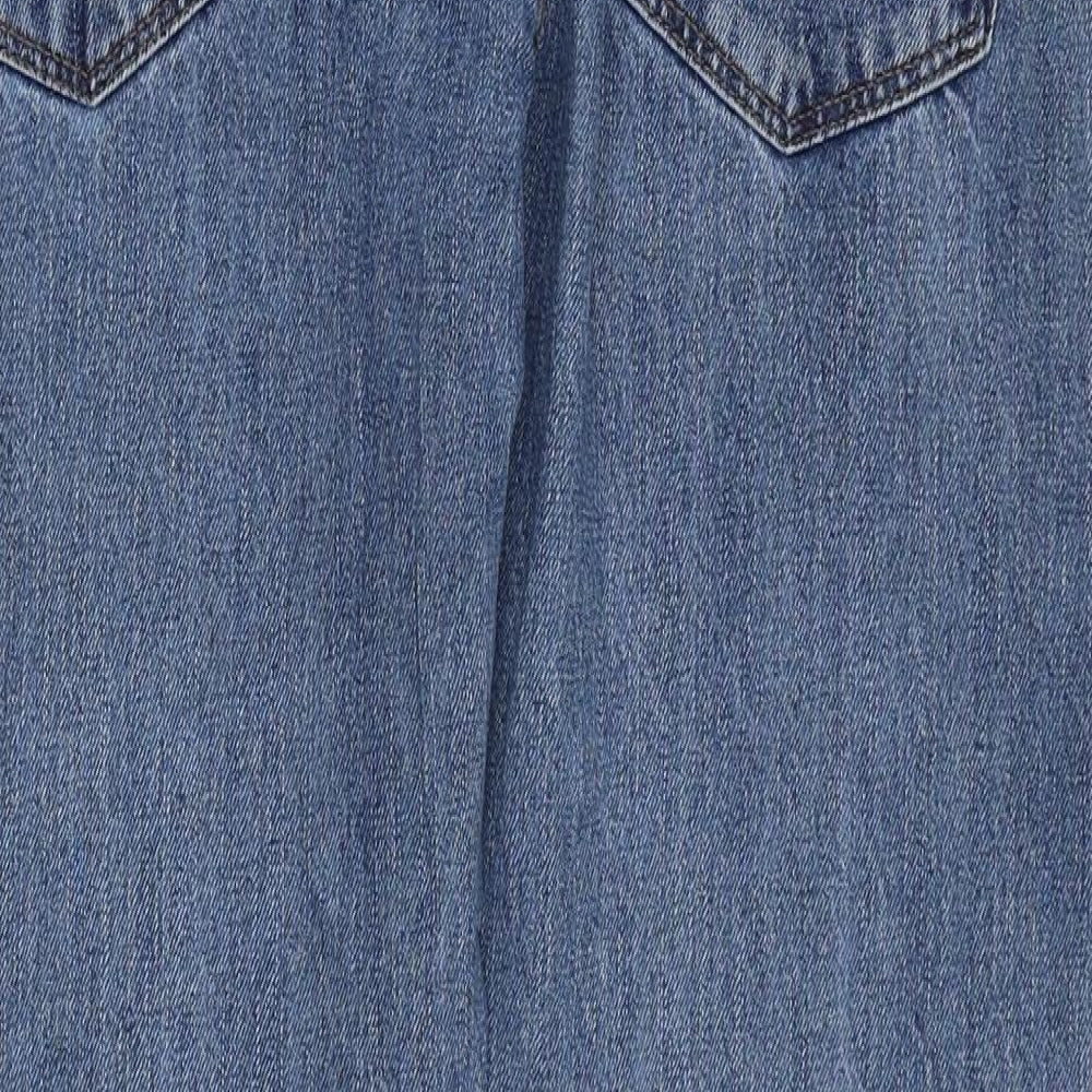 Marks and Spencer Mens Blue Cotton Straight Jeans Size 32 in L29 in Regular Zip