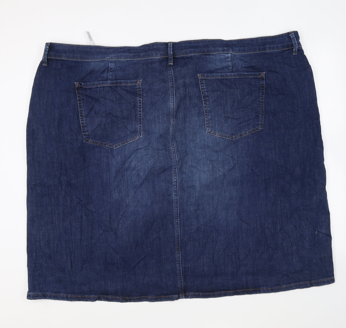 Marks and Spencer Womens Blue Cotton Mini Skirt Size 32 Zip