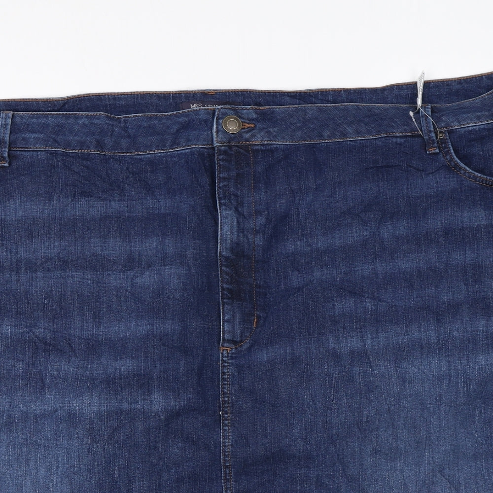 Marks and Spencer Womens Blue Cotton Mini Skirt Size 32 Zip