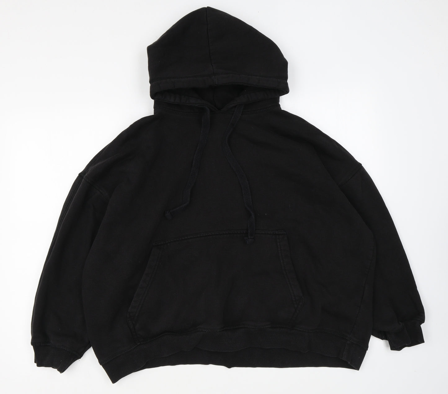 Zara Womens Black Cotton Pullover Hoodie Size M Pullover