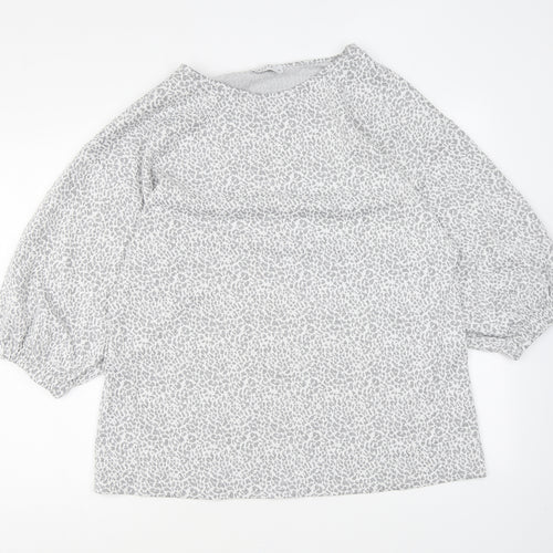 Papaya Womens Grey Animal Print Viscose Basic T-Shirt Size 16 Round Neck