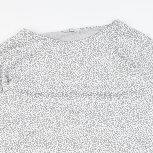 Papaya Womens Grey Animal Print Viscose Basic T-Shirt Size 16 Round Neck