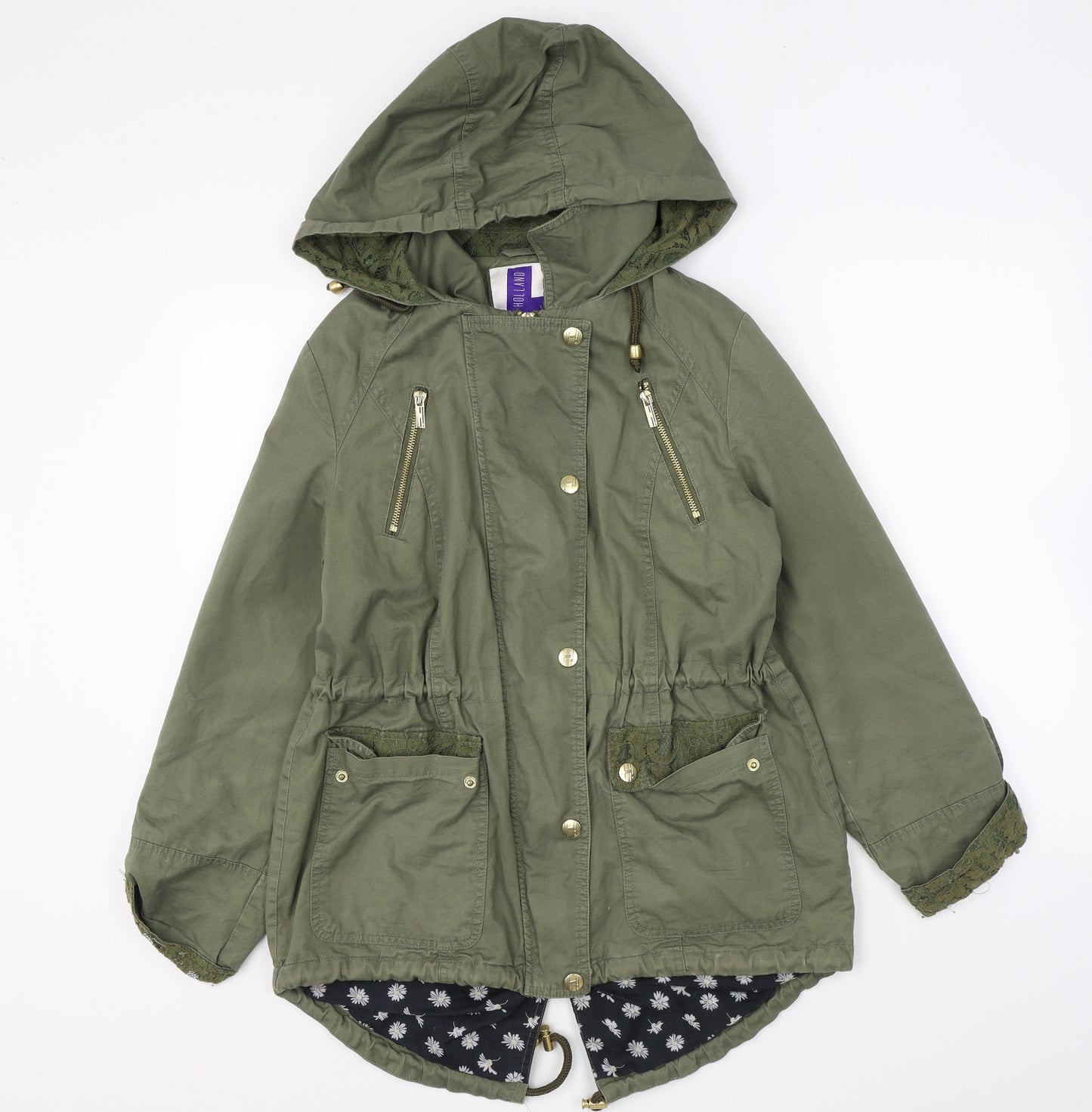 Henry Holland Womens Green Jacket Coat Size 10 Zip