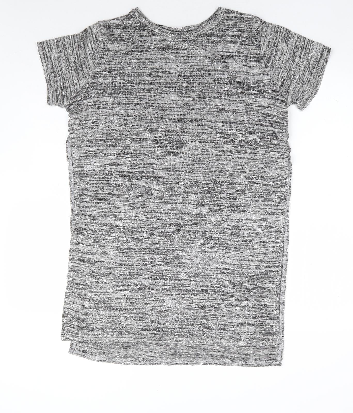 River Island Womens Grey Polyester Tunic T-Shirt Size 10 Round Neck - Side Slits