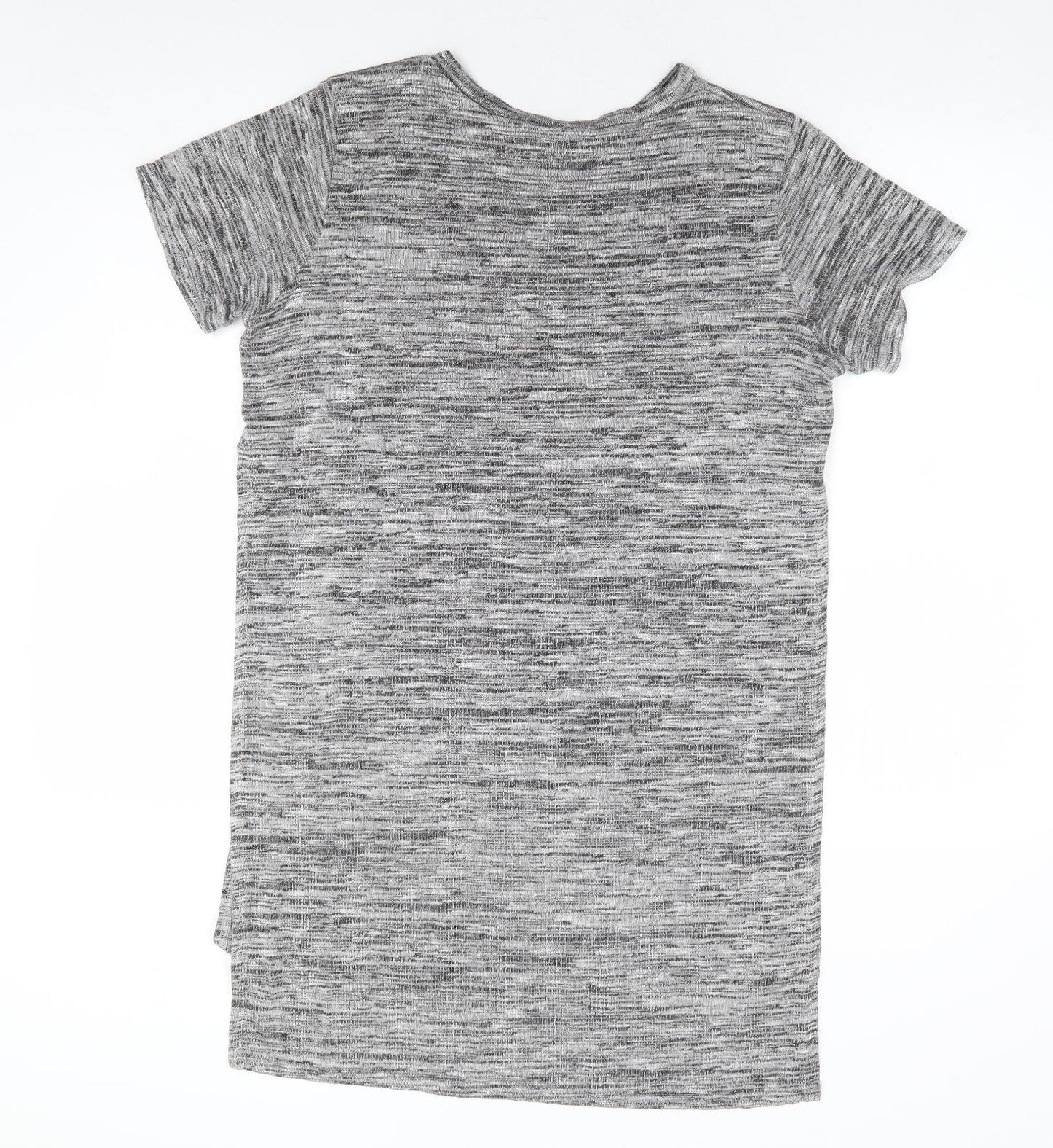 River Island Womens Grey Polyester Tunic T-Shirt Size 10 Round Neck - Side Slits