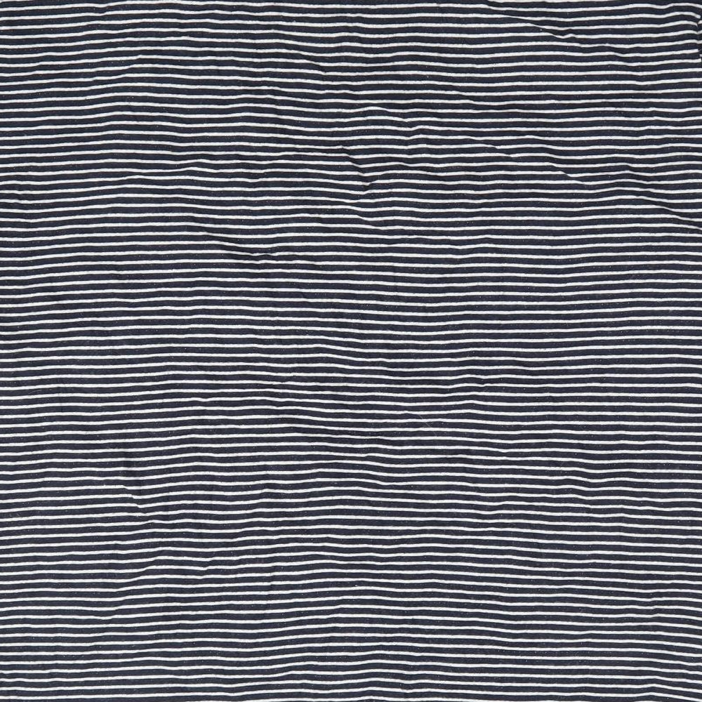 Falmers Heritage Womens Blue Striped Cotton Basic Blouse Size 16 Round Neck - Crochet Detail