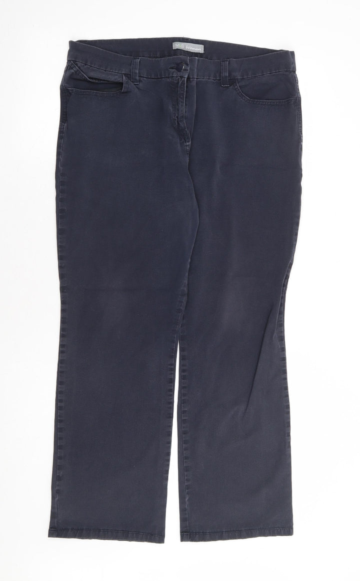 Marks and Spencer Womens Blue Cotton Straight Jeans Size 34 in L28 in Regular Zip
