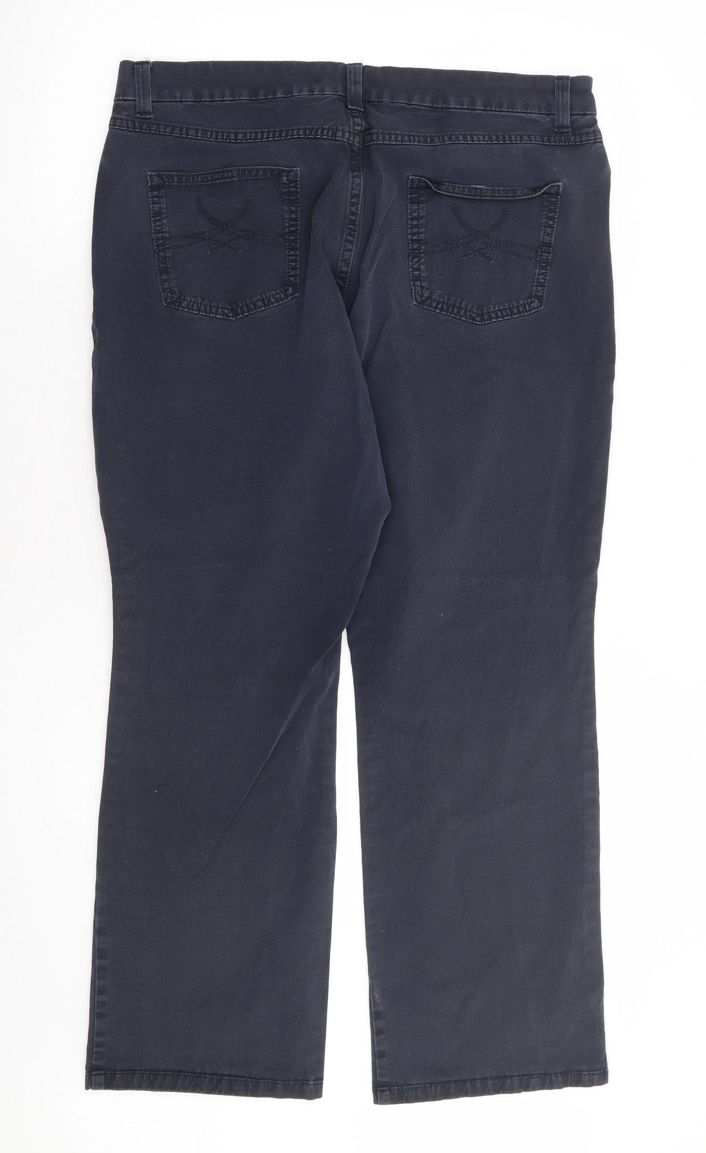 Marks and Spencer Womens Blue Cotton Straight Jeans Size 34 in L28 in Regular Zip