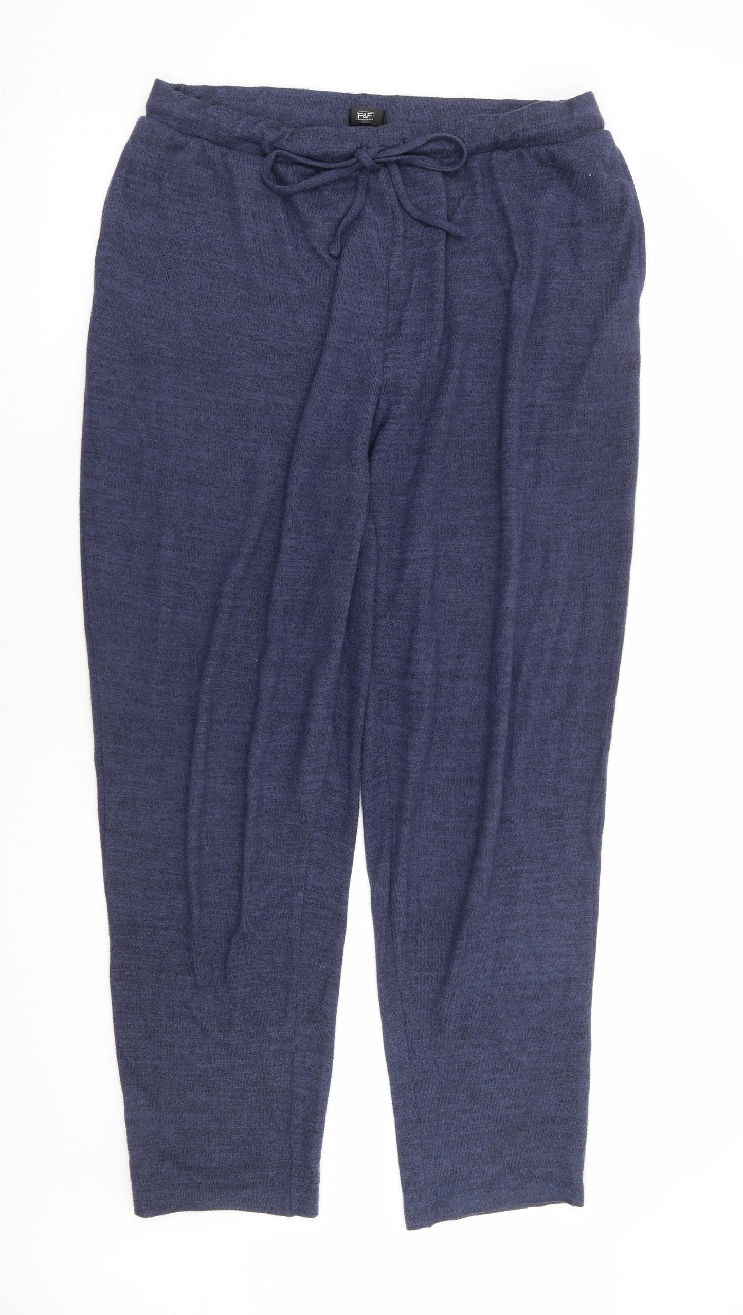 F&F Womens Blue Polyester Jogger Trousers Size 16 L29 in Regular Drawstring - Lounge Pant