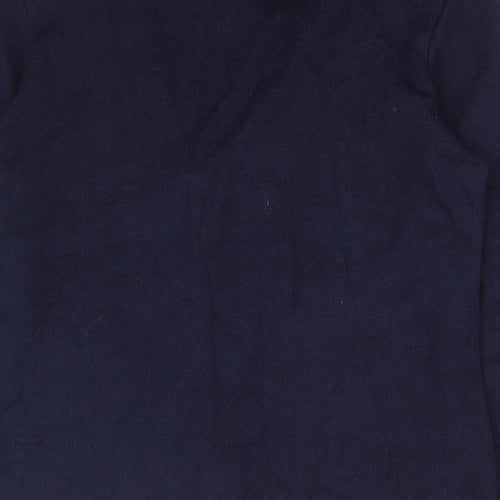 Afibel Womens Blue V-Neck Geometric Acrylic Cardigan Jumper Size 10