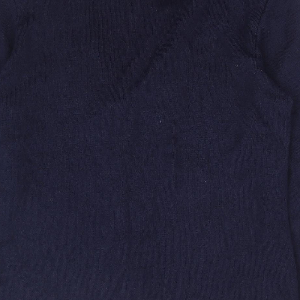 Afibel Womens Blue V-Neck Geometric Acrylic Cardigan Jumper Size 10