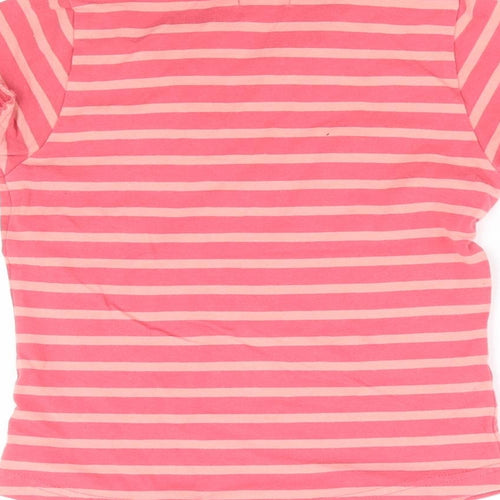 OKids Girls Pink Striped Cotton Basic Polo Size 8 Years Collared Pullover - Love Heart