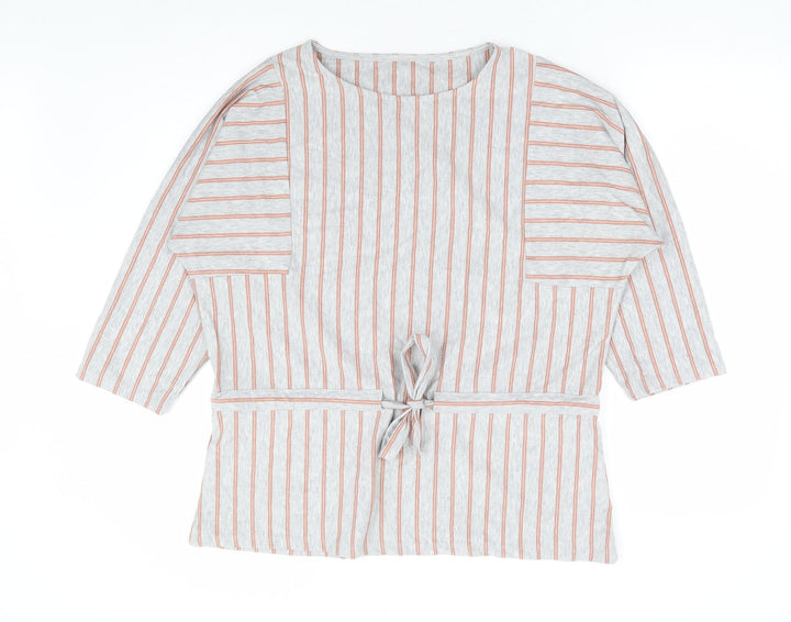 Principles Womens Grey Striped Polyester Basic Blouse Size 18 Round Neck - Batwing