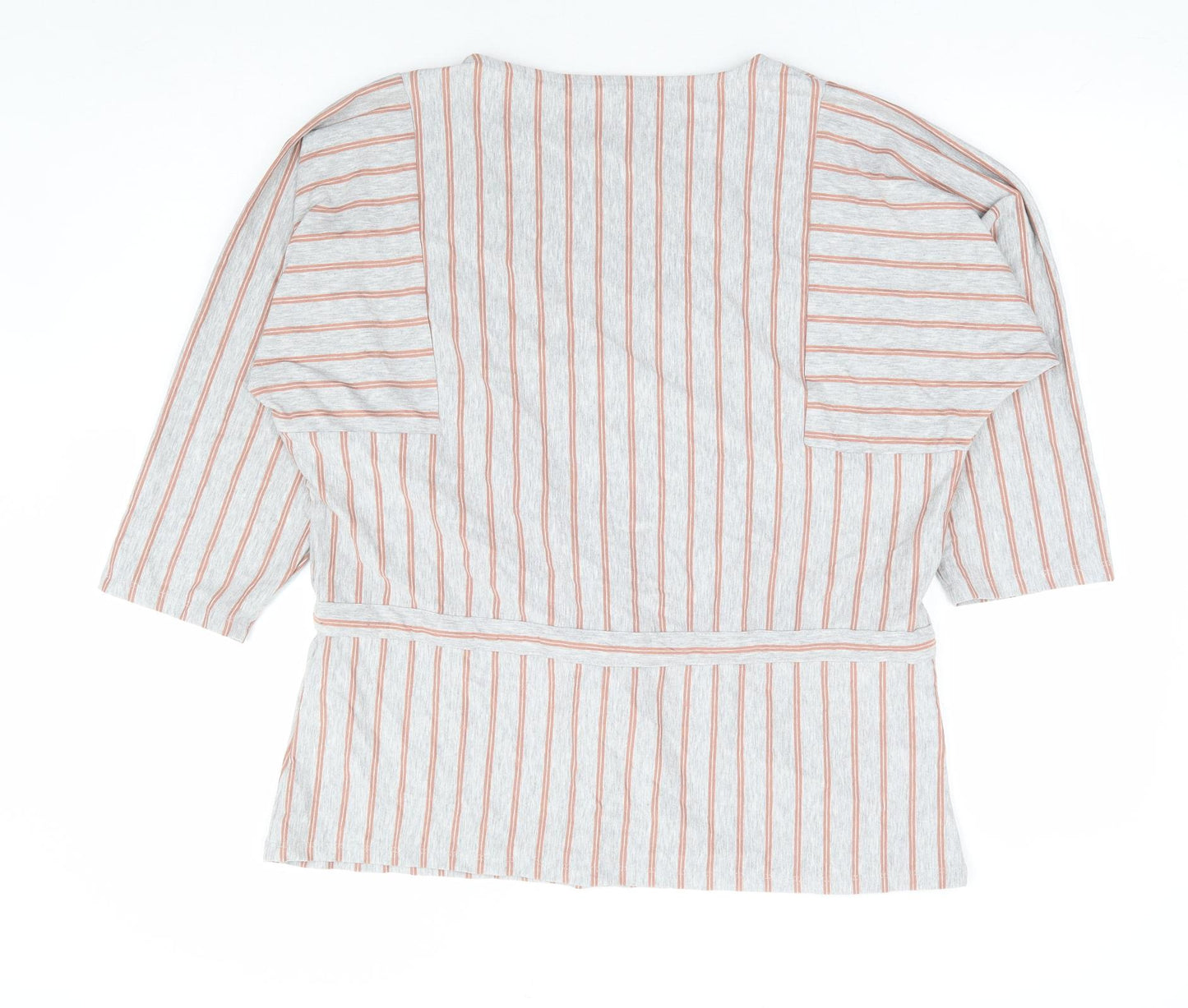 Principles Womens Grey Striped Polyester Basic Blouse Size 18 Round Neck - Batwing