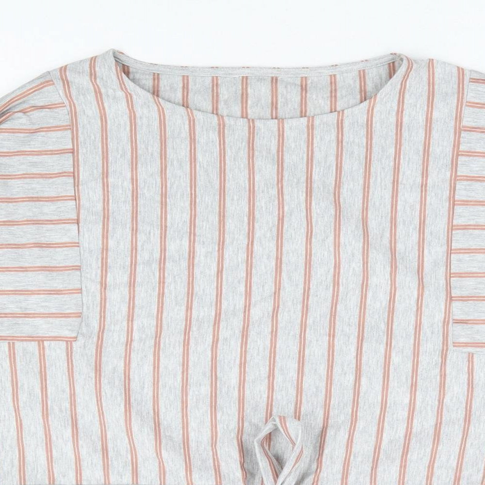 Principles Womens Grey Striped Polyester Basic Blouse Size 18 Round Neck - Batwing