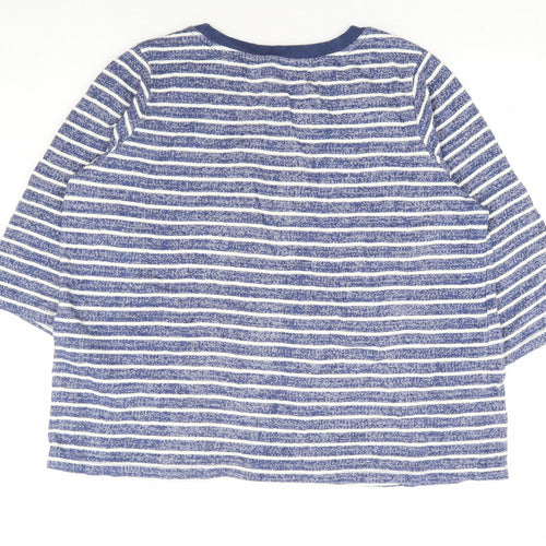 Anthology Womens Blue Striped Cotton Pullover Sweatshirt Size 20 Pullover