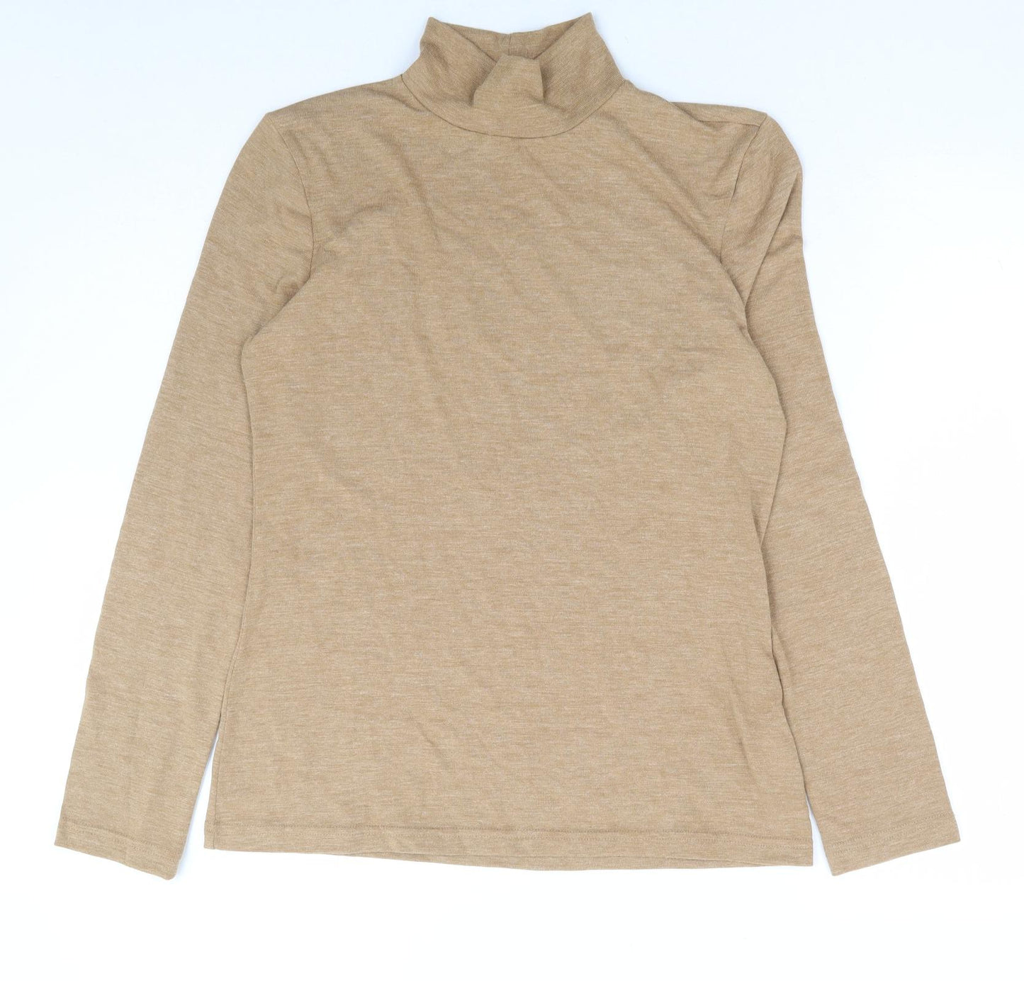 Warehouse Womens Beige Polyester Basic T-Shirt Size 12 High Neck