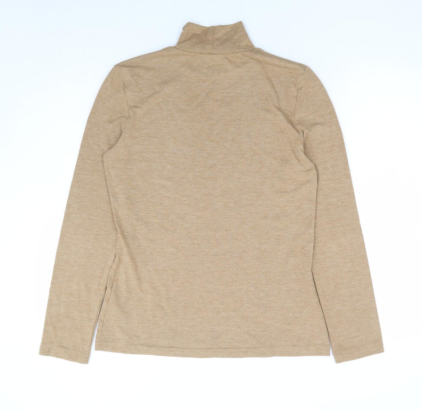 Warehouse Womens Beige Polyester Basic T-Shirt Size 12 High Neck