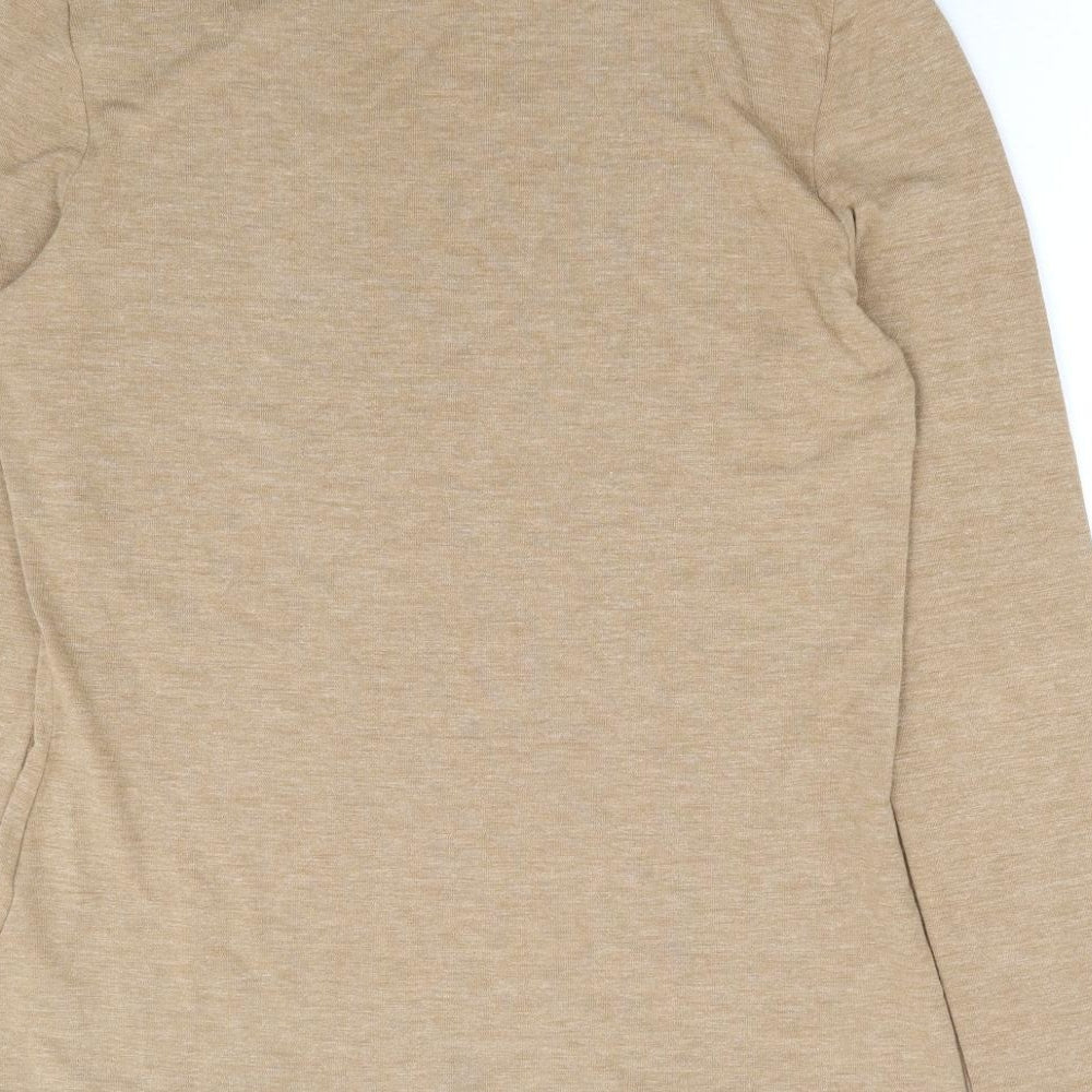 Warehouse Womens Beige Polyester Basic T-Shirt Size 12 High Neck