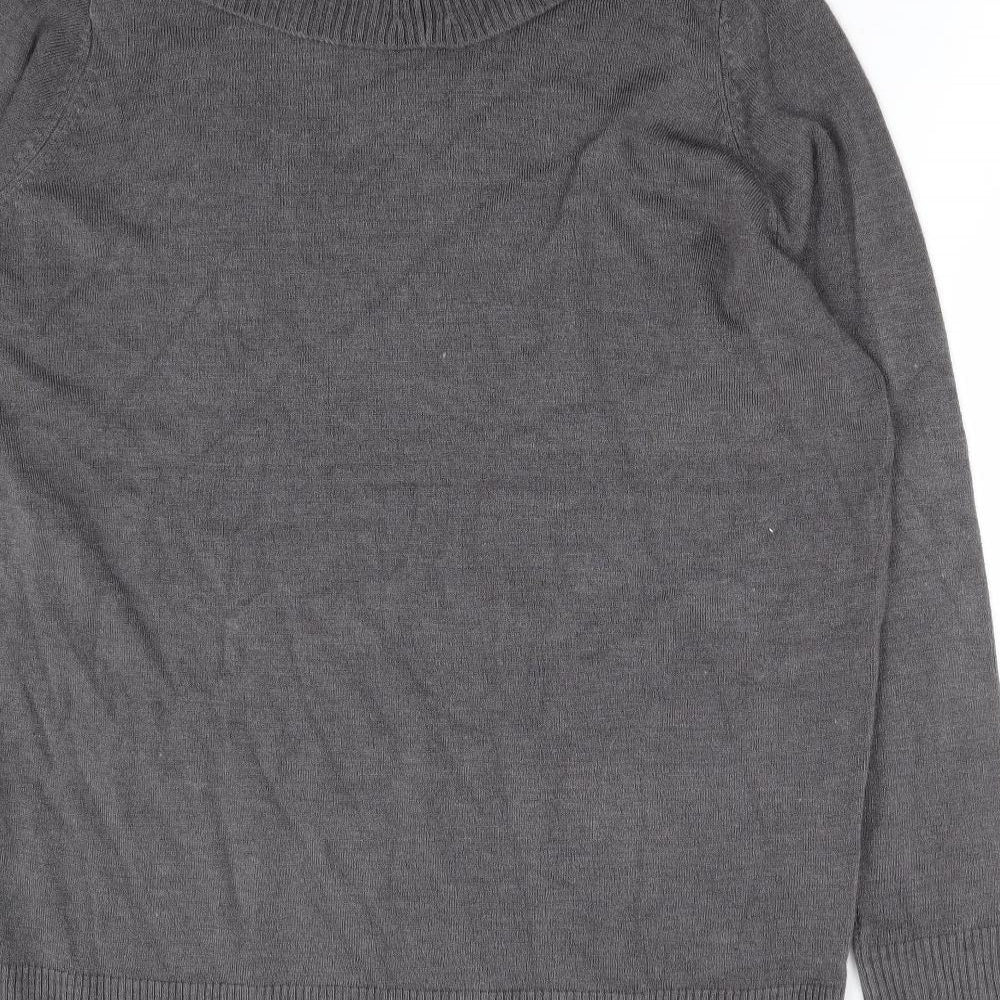 Papaya Womens Grey Acrylic Jumper Dress Size 20 Roll Neck Pullover