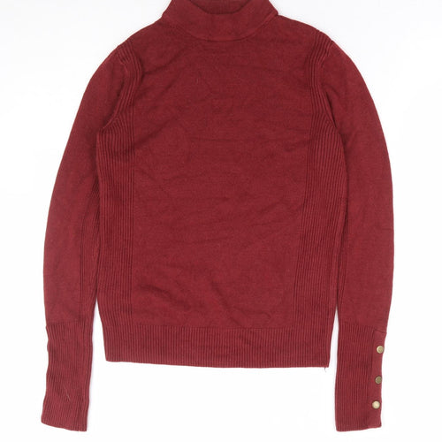 Preworn Womens Red Mock Neck Acrylic Pullover Jumper Size 8
