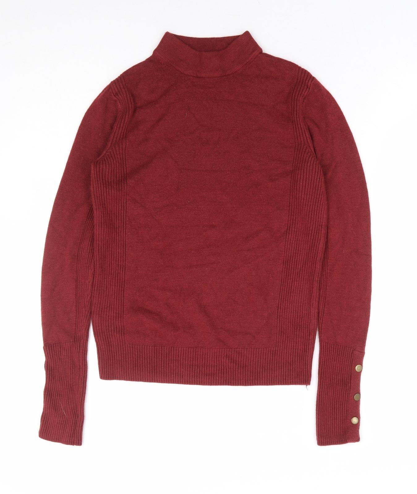 Preworn Womens Red Mock Neck Acrylic Pullover Jumper Size 8