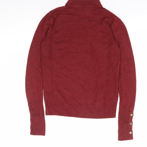 Preworn Womens Red Mock Neck Acrylic Pullover Jumper Size 8