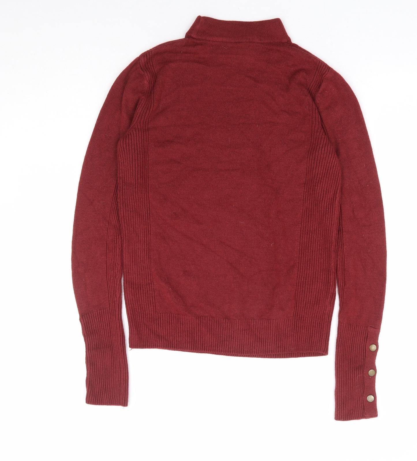 Preworn Womens Red Mock Neck Acrylic Pullover Jumper Size 8