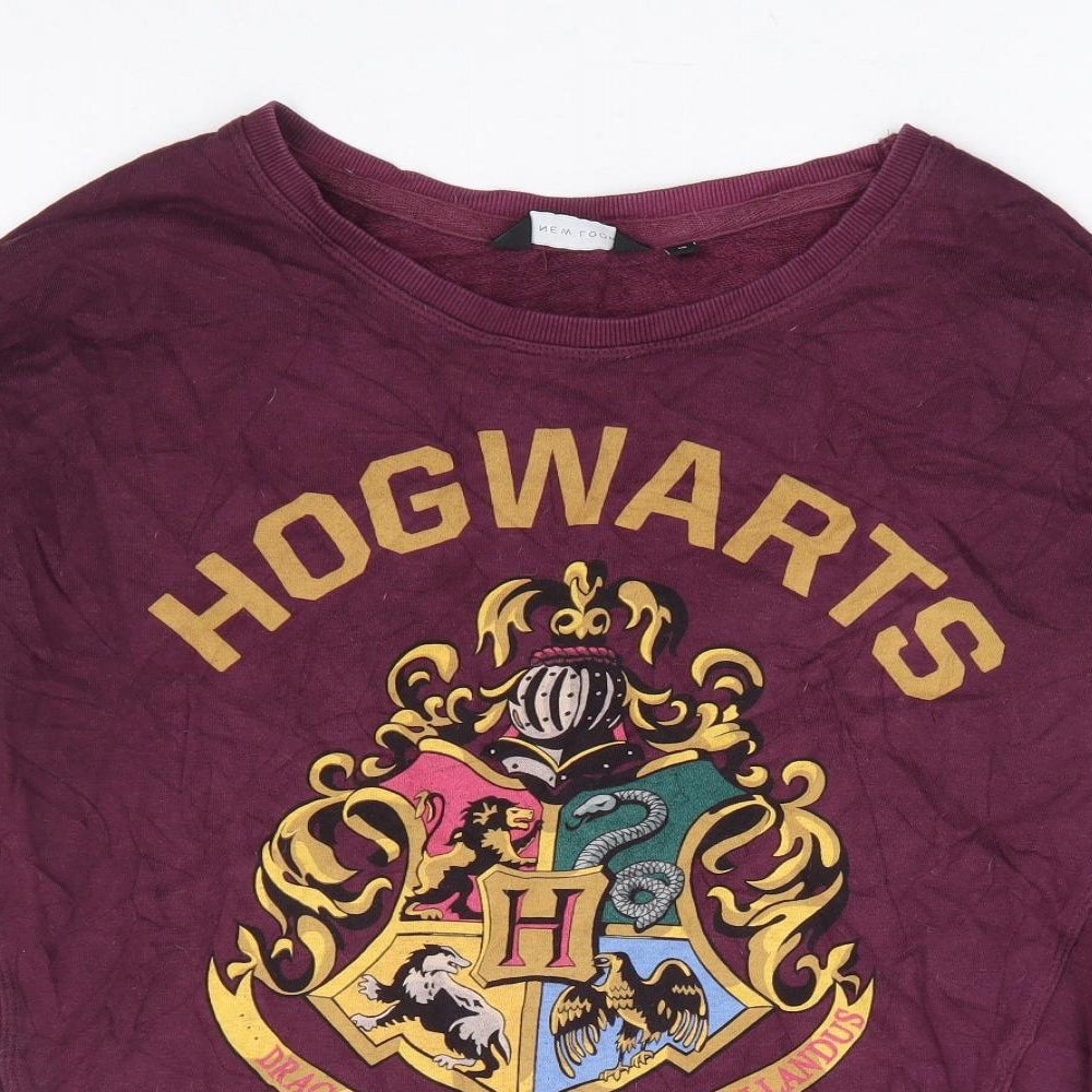 New Look Womens Purple Cotton Pullover Sweatshirt Size 10 Pullover - Harry Potter Hogwarts