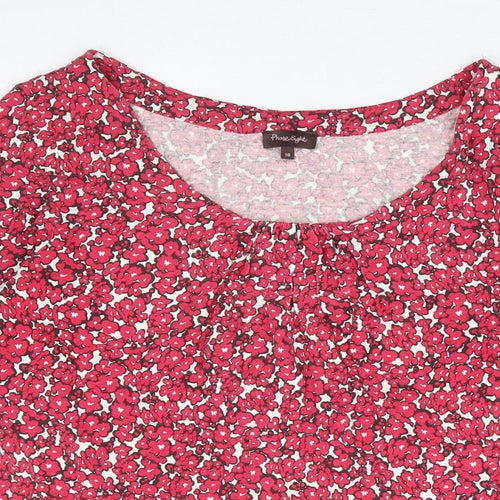Phase Eight Womens Pink Floral Viscose Basic Blouse Size 18 Scoop Neck