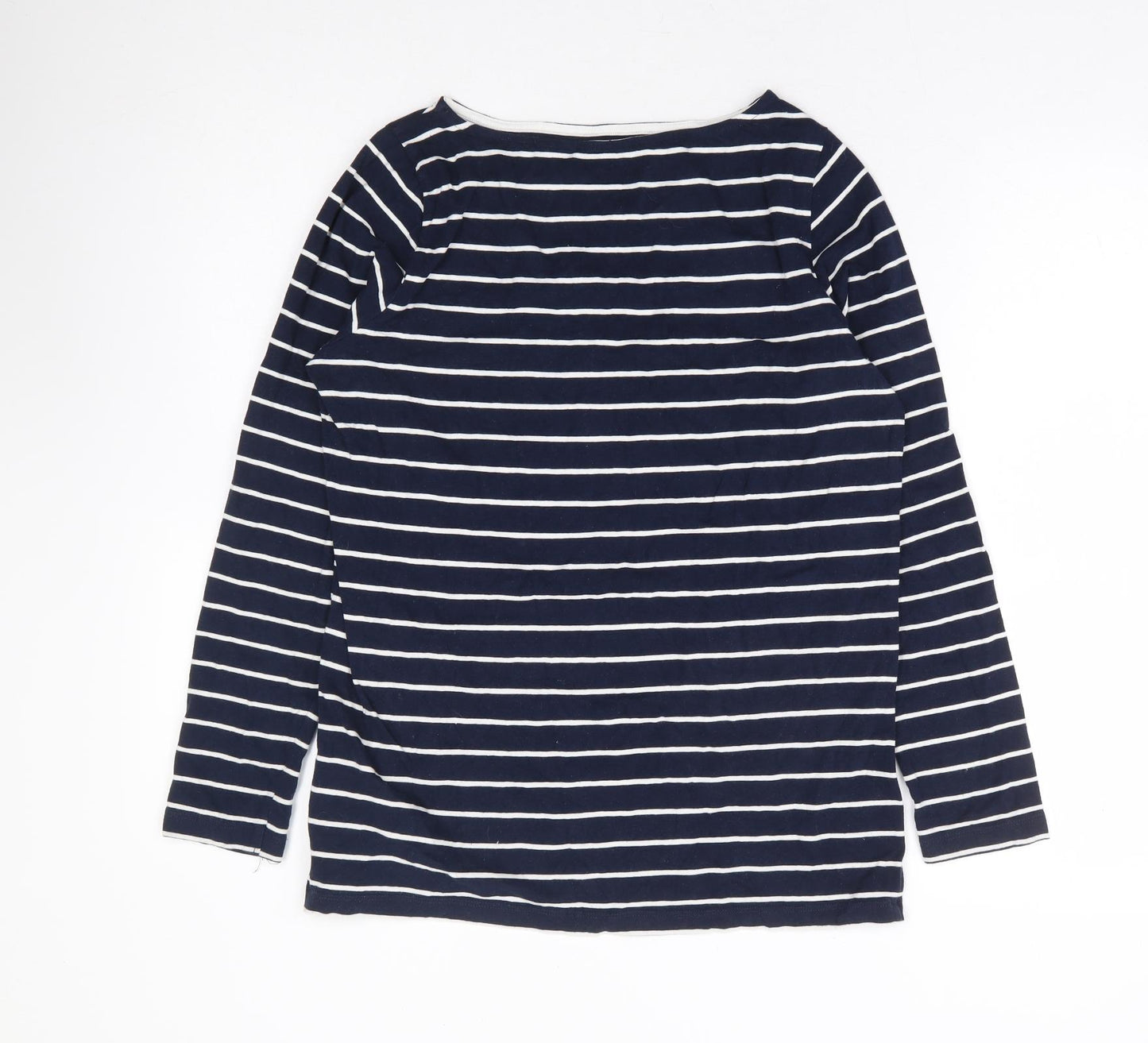ESMARA Womens Blue Striped Cotton Basic T-Shirt Size 12 Boat Neck
