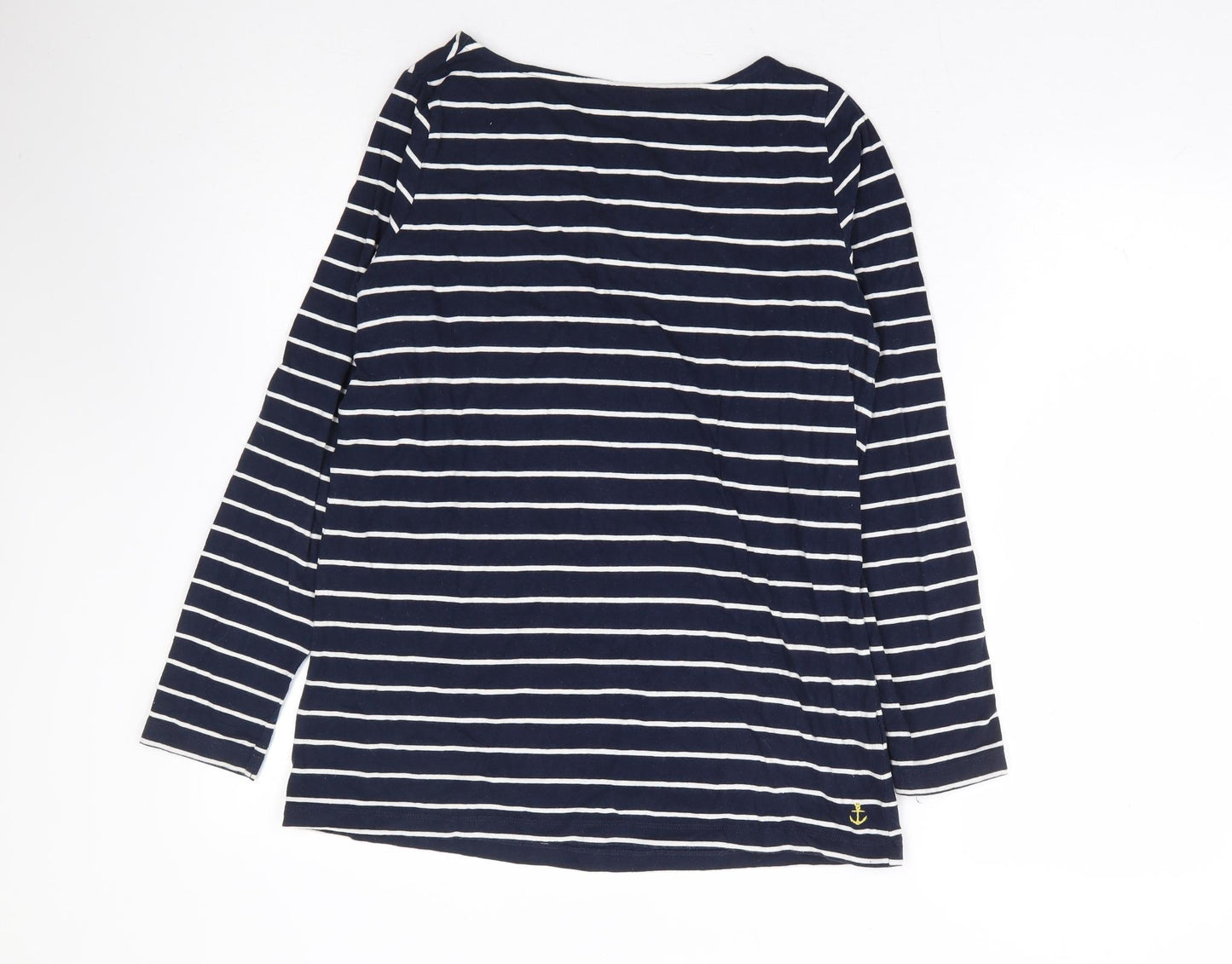 ESMARA Womens Blue Striped Cotton Basic T-Shirt Size 12 Boat Neck