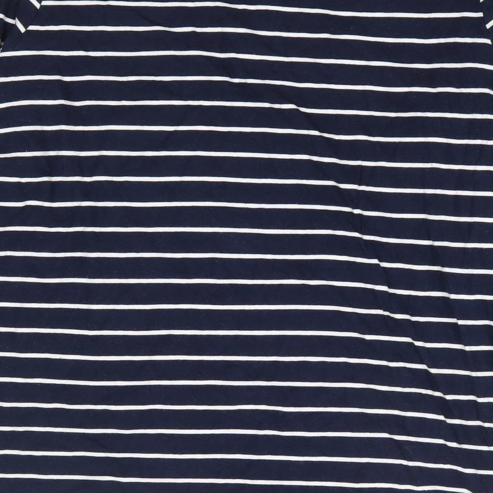 ESMARA Womens Blue Striped Cotton Basic T-Shirt Size 12 Boat Neck