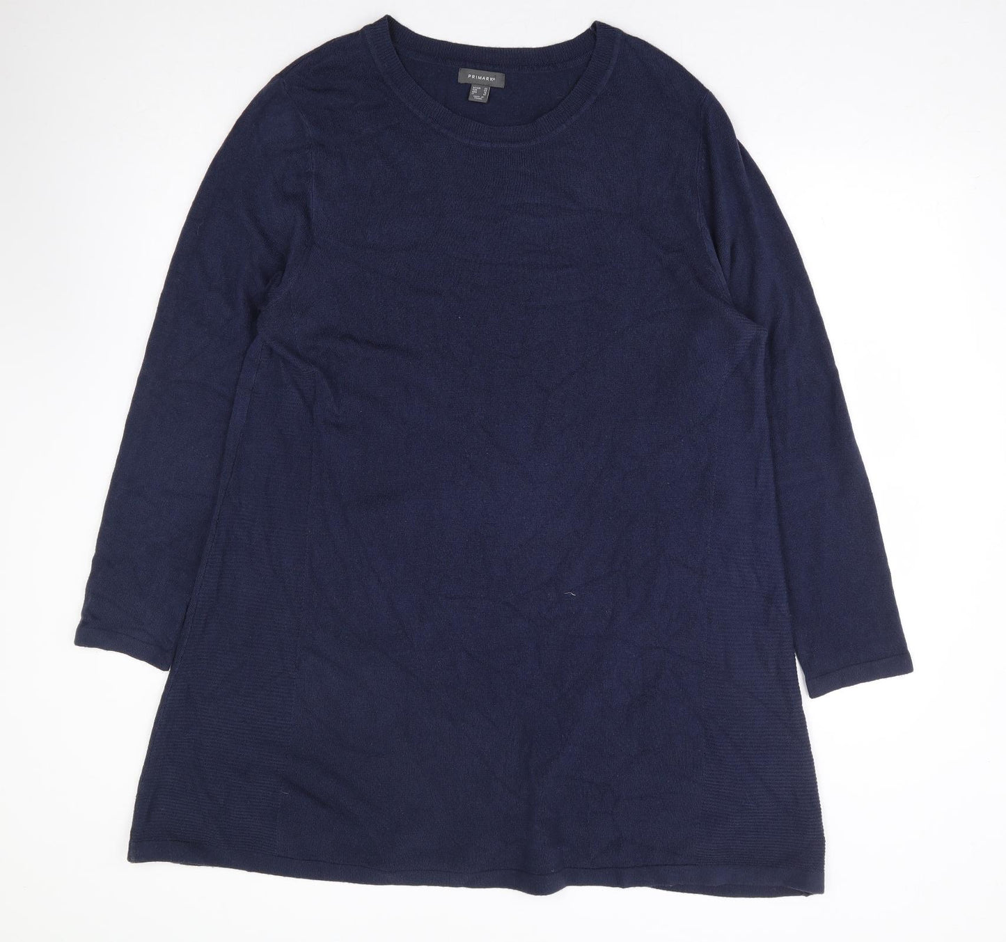 Primark Womens Blue Acrylic Jumper Dress Size 20 Round Neck Pullover
